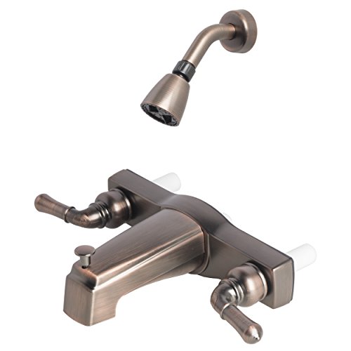 Builders Shoppe 3310BZ/4010BZ Mobile Home Two Handle Non-Metallic 8" Tub Shower Diverter with Shower Head/Arm/Flange Brushed Bronze Finish