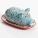 Urban Market by Gibson Life on the Farm butter, figural dish, piggy lid, Blue
