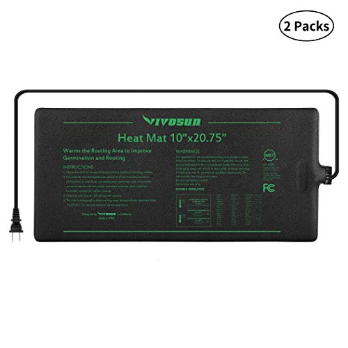VIVOSUN 2 Pack Durable Waterproof Seedling Heat Mat Warm Hydroponic Heating Pad 10 x 20.75 Inch