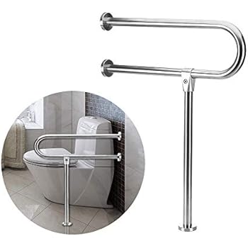 Handicap Rails Grab Bars Toilet Rail Bathroom Support For Elderly Bariatric Disabled Stainless Steel Commode Medical Accessories Safety Hand Railing Guard Frame Shower Assist Aid Handrails Hand Grips