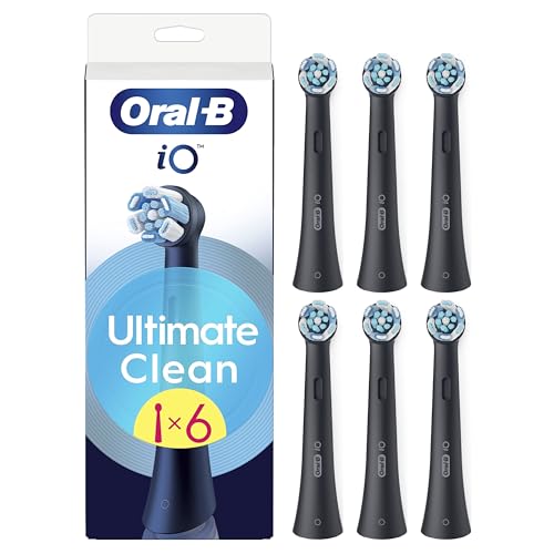 Oral-B Lot De 6 Brossettes De Rechange Ultimate Clean, AUTHENTIQUES, Noires, Brossage En Profondeur, Elimination De La Plaque Dentaire, Brossette Ronde Pour Les Brosses Electriques Oral B iO
