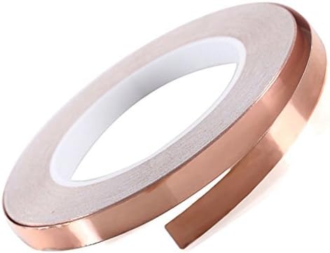 WARKHOME Copper Foil Tape with Conductive Adhesive(10mm X 25m) - EMI Shielding Conductive Adhesive for Stained Glass,Paper Circuits,Electrical Repairs,Guitar,EMI Shielding& Slug Repellent