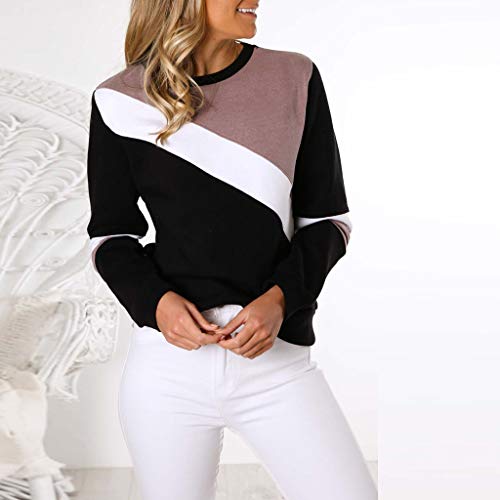 Goddesslili Womens Tops, 2019 New Fashion Design Patchwork Long Sleeve T-Shirt Blouses for Women Girls Ladies Casual Office Wear, Back to School Supplies, Cozy and Comfortable
