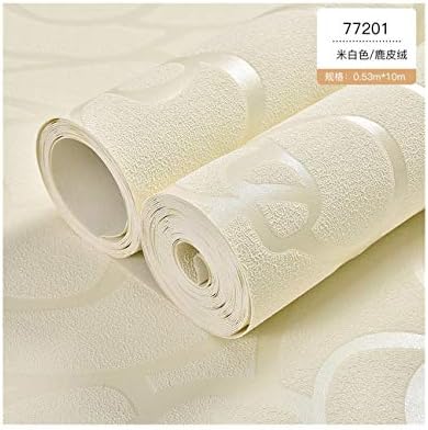 Stereo 3D Background Wall Paper Pastoral Simple Non-Woven Deer Velvet Wallpaper Living Room TV Background Rose, Beige