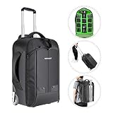 Neewer 2-in-1 Convertible Wheeled Camera Backpack Luggage Trolley Case with Double Bar
