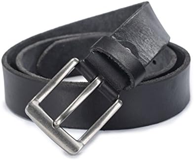 Evanno Men's Belt Square Anti-nickle Buckle Full Grain Genuine Leather 1.5inch Wide (Size:XXXL(44--47 Inches Waist), Black)
