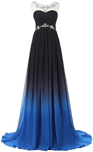 HTYS 2016 Gradient Color Prom Evening Dress Beaded Ball Gown HY044