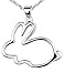 TIKIVILLE 925 Sterling Silver bunny Pendant Necklace 1 by 1 Inch Rhodium Plated