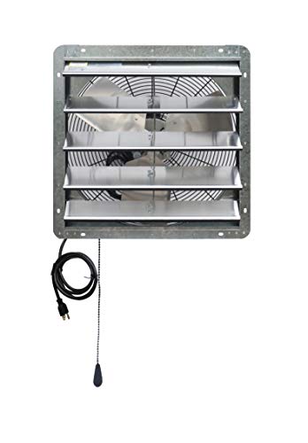 iLiving ILG8SF20V-T 20 inch Shutter Exhaust Attic Garage Grow, Ventilation Fan with 3 Speed Thermostat 6 Foot Long 3 Plugs Cord, 20
