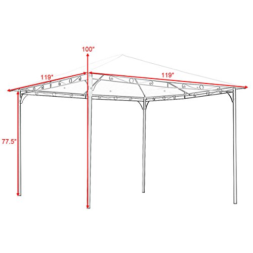 oldzon Outdoor 10'x10' Square Gazebo Canopy Tent Shelter Awning Garden Patio Beige with Ebook