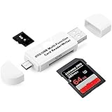Micro USB OTG to USB 2.0 Adapter; SD/Micro SD Card Reader with standard USB Male & Micro USB Male Connector for Smartphones/Tablets with OTG Function (white)