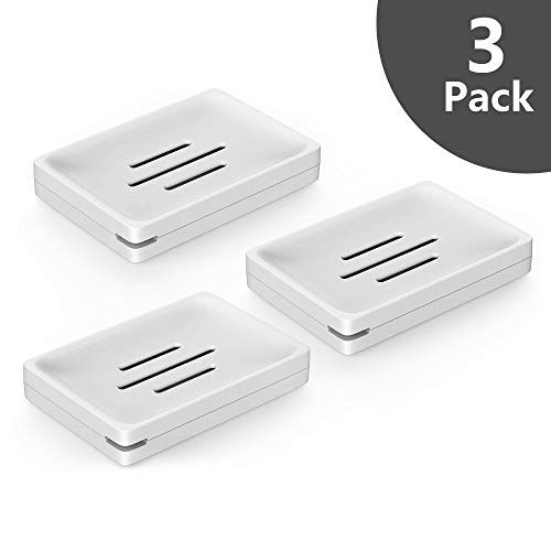 Luvan Soap Dishes case Holder for Bathroom with Drain,Detachable for Easy Cleaning,Made of Food-Grade ABS Plastic,BPA-Free,Keep Soap Dry and Clean,No More Mushy Soap (White,Set of 3) - Thumbnail 7