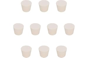 StonyLab Solid Rubber Stoppers, 10-Pack 7# - 28mm(1.10in) x 37mm(1.46in) x 30mm(1.18in) - White Tapered Lab Seal Rubber Stopp