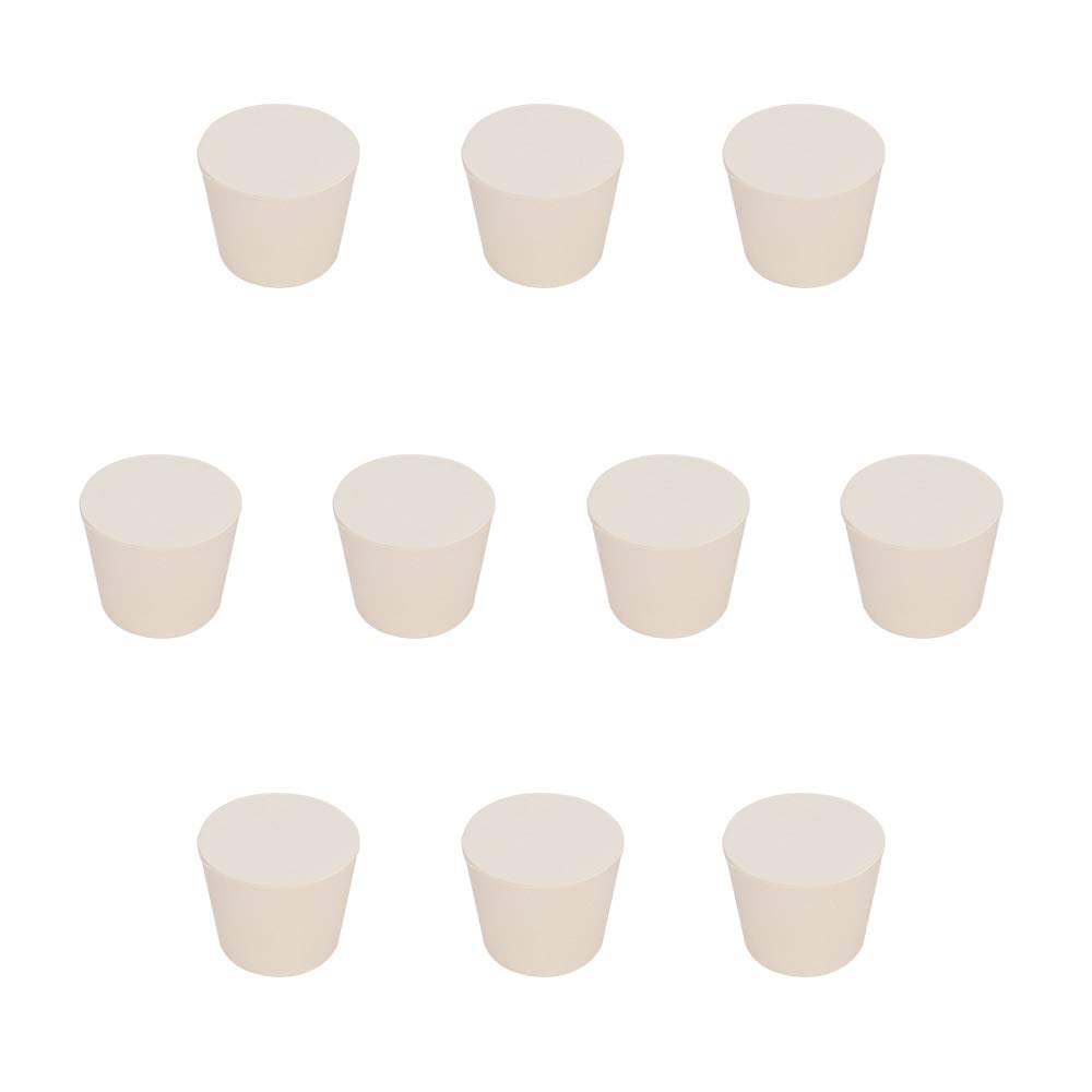 StonyLab Solid Rubber Stoppers, 10-Pack 7# - 28mm x 37mm x 30mm - White Tapered Lab Seal Rubber Stoppers