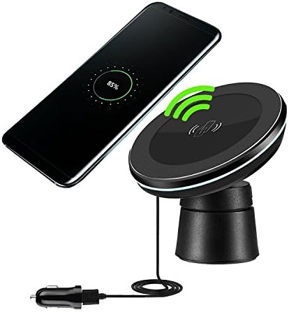 NaturalScope Black Wireless Phone Charger and Dual USB Car Charger,Wireless Charger Can Used as Air Vent Magnetic Phone Car Mount Holder,Stylish 360°Rotation,3M Strong Sticky Pad Base