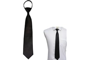 Armastuse Tie,Clip Tie For Boy Clip-On Neckties Solid Uniform Pre-Tied Adjustable Neck Strap Tie For Wedding Graduation(Black