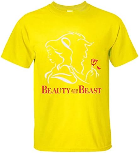 Jiuhe Men's Beauty And The Beast 4 Short Sleeve Cotton T Shirt yellow M
