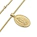 Stainless Steel Blessed Virgin Mary Maria Oval Medal PendantNecklace For Mens Womens (Gold)
