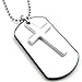 KONOV Mens Womens Army Style Cross Dog Tag Pendant Necklace, 27 inch Chain, White Silver