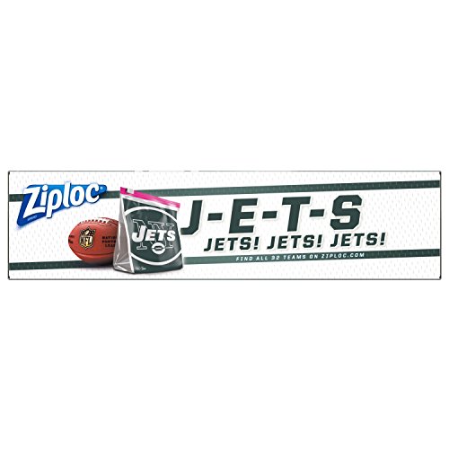 ZIPLOC SLIDER STORAGE GALLON BAG, GREAT FOR GRAB-AND-GO SNACKING, TAILGATING OR HOMEGATING, 20 COUNT- NFL NEW YORK JETS