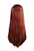 HH Building Women Side Swept Bangs Long Straight Synthetic Hair Anime Cosplay Wig (Orange)
