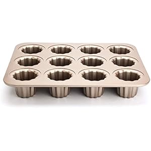 SZETOSY 12-holte Cannele Mould – GOODCHANCEUK Carbon Steel Nonstick Cupcake Mallen 12 Cup Muffin Mallen Canneles Tin…