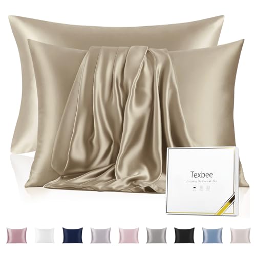 Texbee Seidenkissenbezug 40x80 Maulbeerseide für Haar und Haut, Taupe