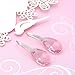 EleQueen 925 Sterling Silver CZ Teardrop Shepherd Hook Dangle Earrings Pink Made with Austrian Crystal for Women, Valentine's Day/Mother's Day/Christmas Jewelry Gift