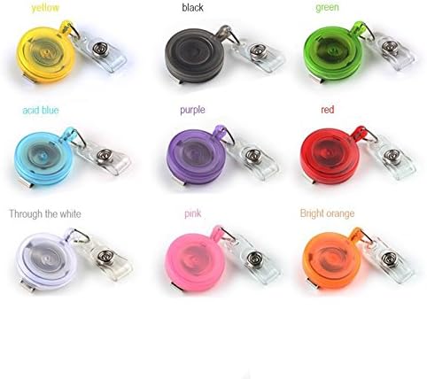 9 PCS Different Colors Plastic Translucent Retractable reel with Belt Clip for ID Badge Reel
