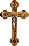 Small Olive Wood Cross Crucifix with Holy Essences