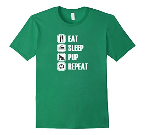 Mens Eat Sleep Pup Repeat T-Shirt Leather Pup Human Pup Mosh Large Kelly Green
