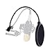 eBerry Microphone Pop Filter, 6-inch Pop Filter Net Mic for Studio Condenser Microphone Elastic Double Layer Wind Screen Mask Shield Swivel Mount 360 Flexible Gooseneck Holder Universal Stand Clip