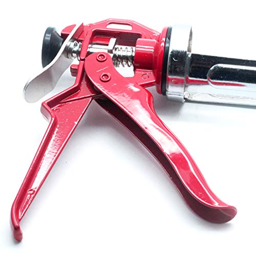 Autoly Caulking Gun Super Smooth Rod Revolving Frame Caulk Gun with Red Grip, 1/10 Gallon Cartridge, 10:1 Thrust