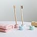 Brandon Trollpoe 4 Pcs/Pack Mini Ceramic Toothbrush Holder Porcelain Tooth Brush Stand Ring Bathroom Storage Organizer (4 Color)