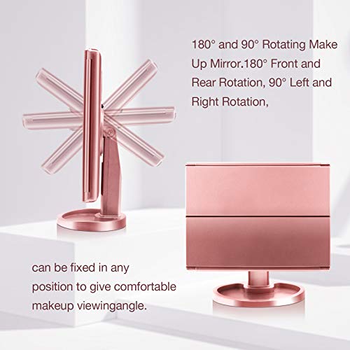 Makeup Mirror with 10X 3X 2X 1X Magnification, Touch Screen Trifold Vanity Mirror 22 LED Cosmetic Lighted Up Mirror, Dual Power Supply