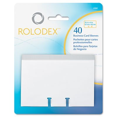 Rolodex Business Card Tray Refill Sleeves, Holds 2 of 2.625 x 4 Inch Cards, White, 40 per Pack (67691) by Rolodex