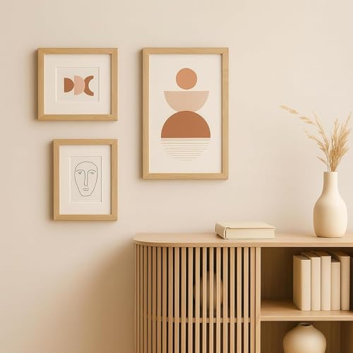 Last Page® Oak Wood Picture Frams - Minimalist A4 Oak Wood Frames, 21 * 29.7cm Picture Frame Wood, Natural Solid Wooden Picture Frames for Wall Art Photo and Prints(1 Pack) (A4)