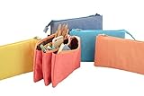 UQueen Fashion Creative Candy Color Three Layer Large Capacity Zipper Cosmetic Makeup Storage Bag,Simple Lovely Cute Canvas Multi-functional Stationery Pencil Pen Case Bag(blue)
