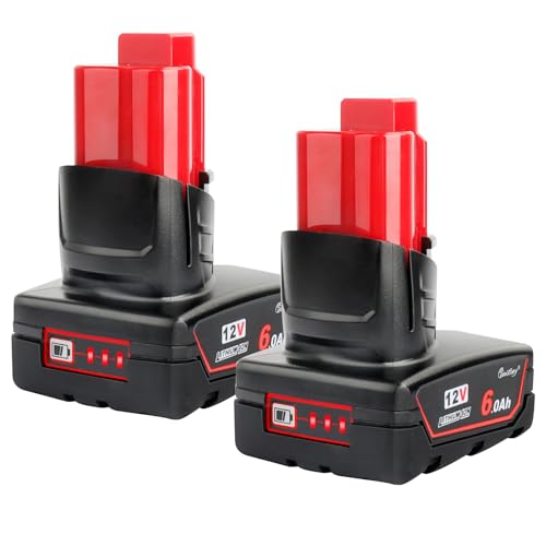 Waitley 2X M12 Akku 12V 6,0Ah für Milwaukee 12V Werkzeuge