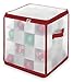 Whitmor Christmas Ornament Organizer 64 Compartment Zipper Cube, Frosted with Red Trim