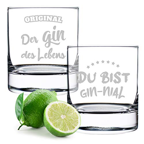 polar-effekt Tonic Gingläser 2 Stück graviert mit Sprüchen - Lasergravur - Cocktailglas - Genuss - Sommergetränk - 320…