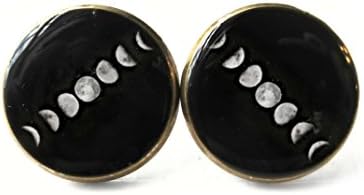 Black Science Lover Moon Phases Stud Earrings