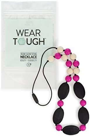 Baby Teething Necklace for Mom by Wear Tough (Pink, Jet Black, Ivory)