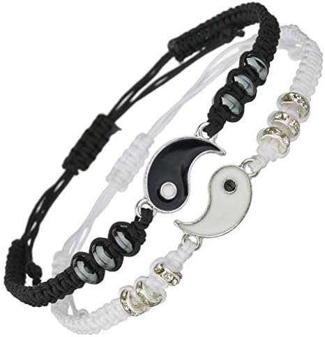 Best Friend Bracelets for Matching Yin Yang Adjustable Cord