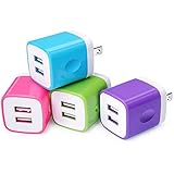USB Wall Charger,USB Cubes,Sicodo 4-Pack Universal Travel 2.1A Dual Port Plug Charging Block Compatible with iPhoneX,8,7 Plus,6 Plus,Tablet, Samsung Galaxy S8 Plus, S7 S6 Edge, HTC, LG, Sony, Nokia