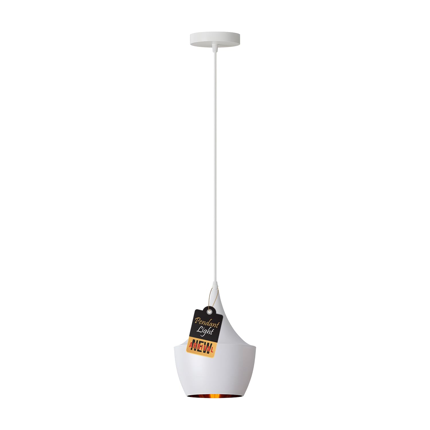 LEDSone Modern Pendant Light White Contemporary Hanging Ceiling Light with 95 cm Adjustable Cable E27 Lamp Fixture Farmhouse Décor Dining Room Hallway Kitchen Bar Restaurant