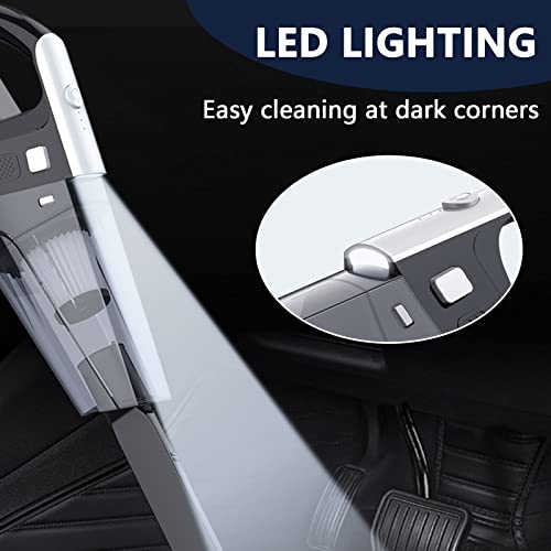 Handstaubsauger, 8000PA Kabellos Handstaubsauger Akku, 6000mAh Leistungsstarker Staubsauger Aufladbar Autostaubsauger mit 2 Waschbarer HEPA Filters, Kabellos Autostaubsauger für Haus, Auto,Tierhaare