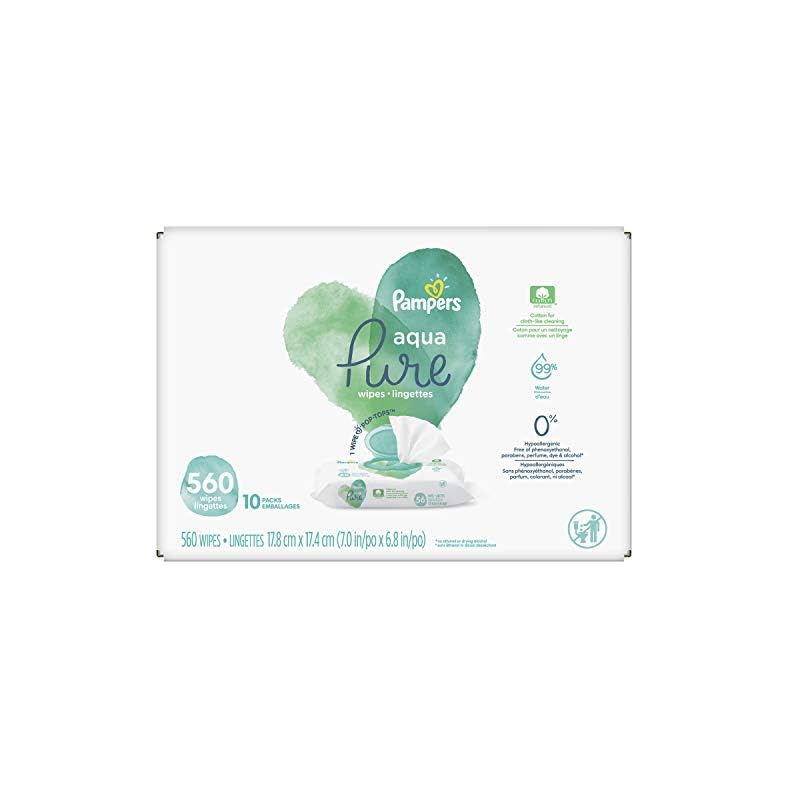 Pampers Aqua Pure Sensitive Baby Wipes 10X Pop-Top 560 Count
