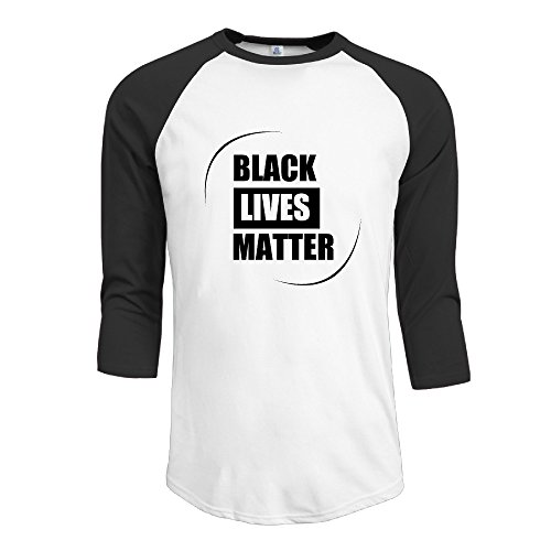 PKTWO Black Lives Matter Men's Comfortable T-shirt 3/4 Sleeve T-shirts - Black M
