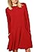 Zero City Womens Casual Pockets Plain Flowy Simple Swing T-Shirt Loose Dress, 11red, X-Large
